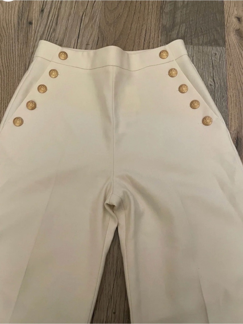 Sézane Marino Women's Cream High-Waist Button Front Trousers